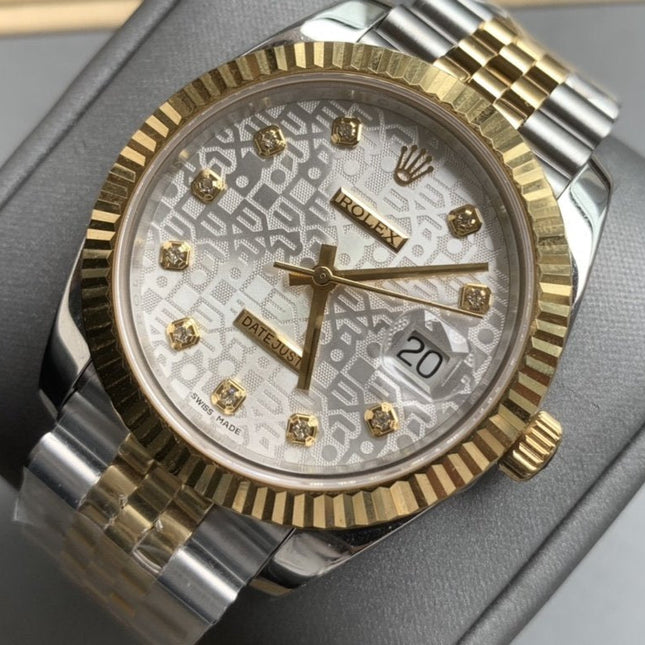 DATEJUST 41 TWO-TONE GREY DIAL DIAMOND NUMERALS