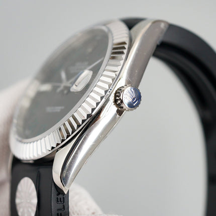 DATEJUST II 41MM STAINLESS STEEL CASE WIMBLEDON DIAL RUBBER STRAP
