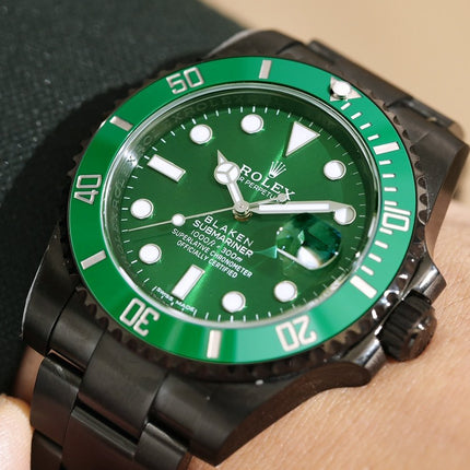 SUBMARINER 40MM CUSTOM ALL BLACK GREEN BEZEL