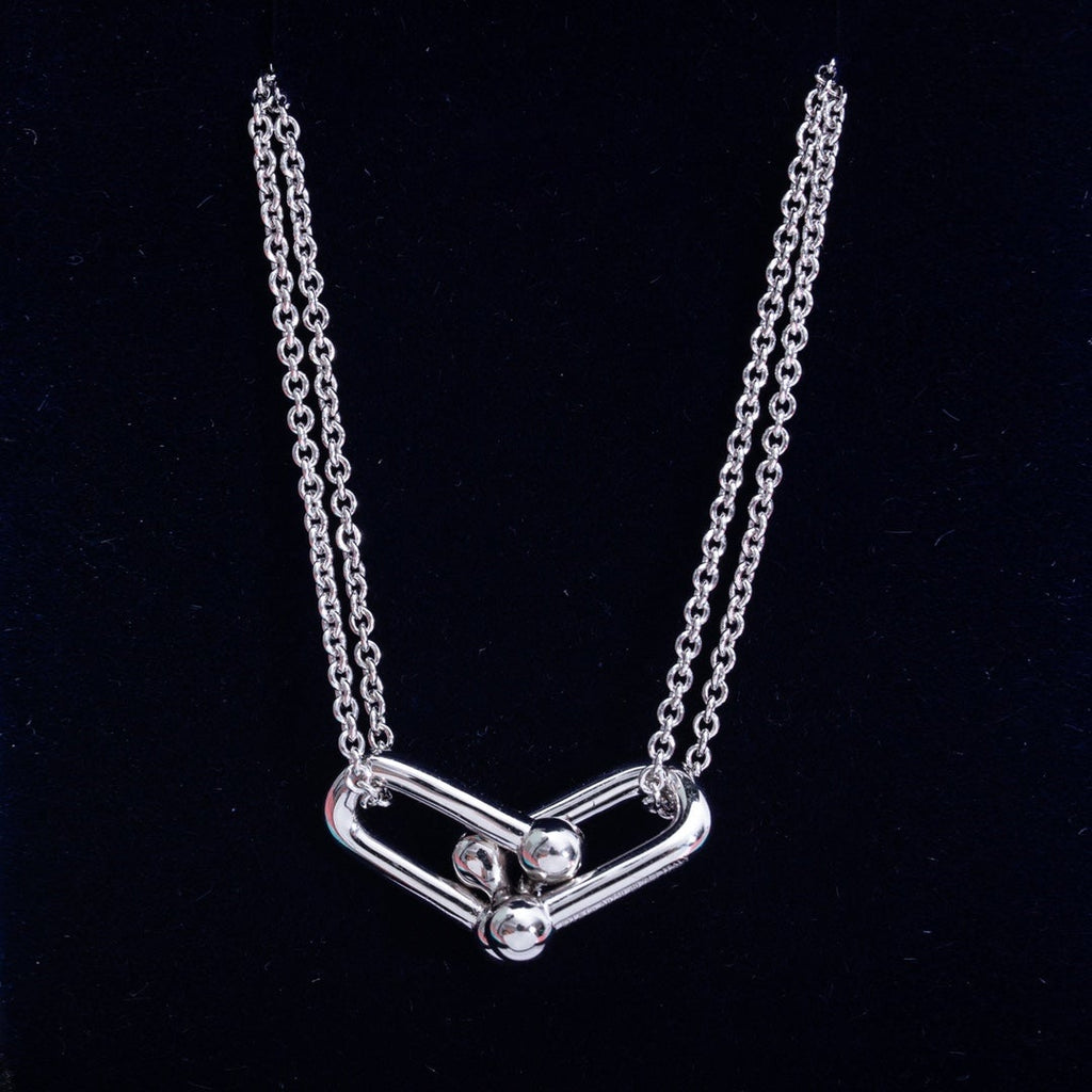 HARDWARE DOUBLE LINK PEDANT SILVER NECKLACE