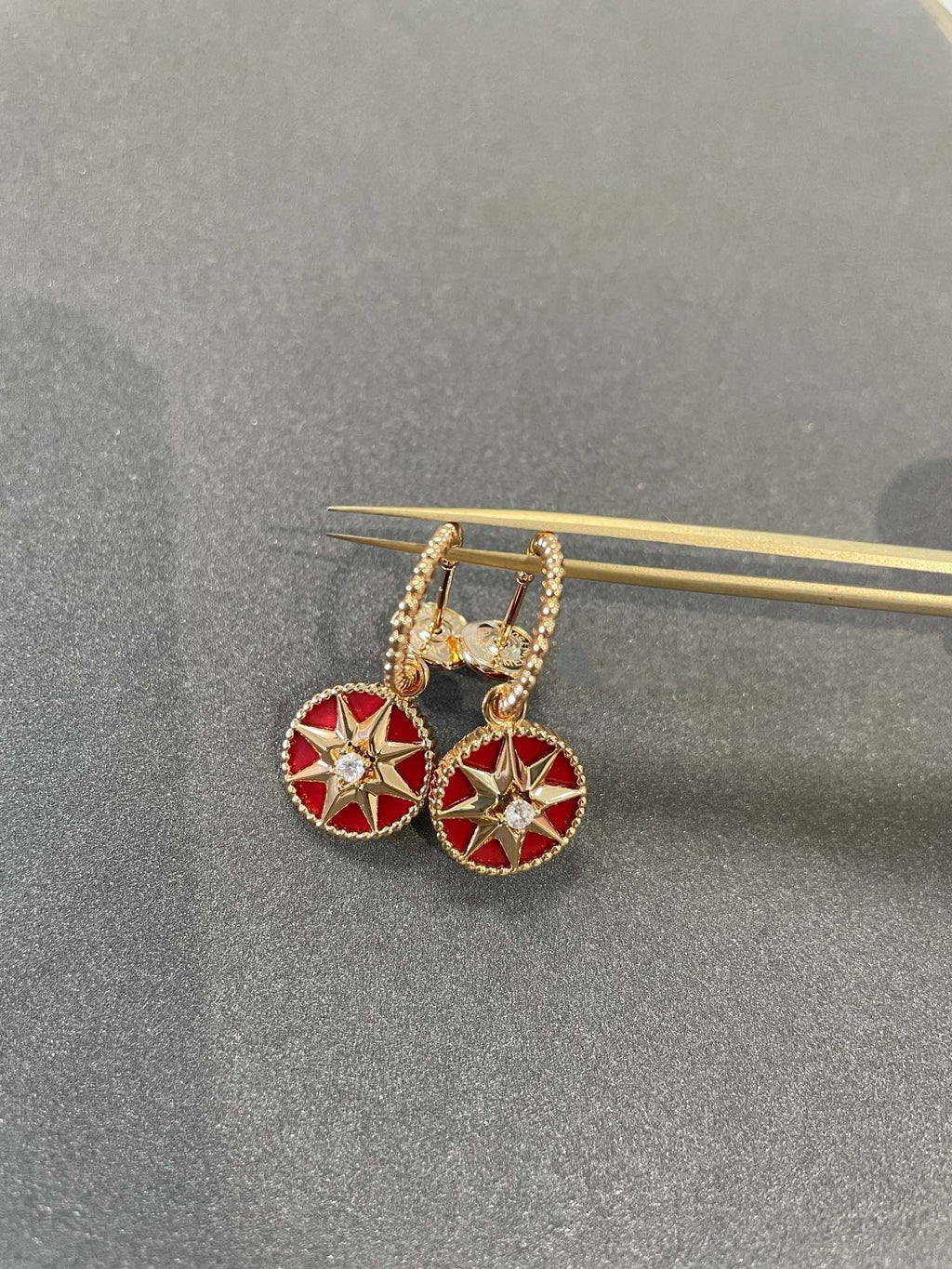 LUCKY STAR GOLD CARNELIAN EARRINGS