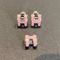 MINI POP H SILVER EARRINGS PINK
