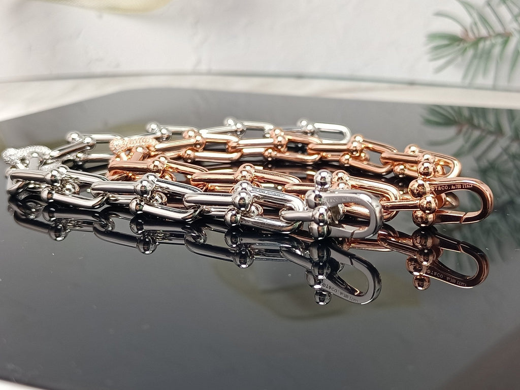 HARDWARE BRACELET PINK GOLD AND SILVER DIAMOND