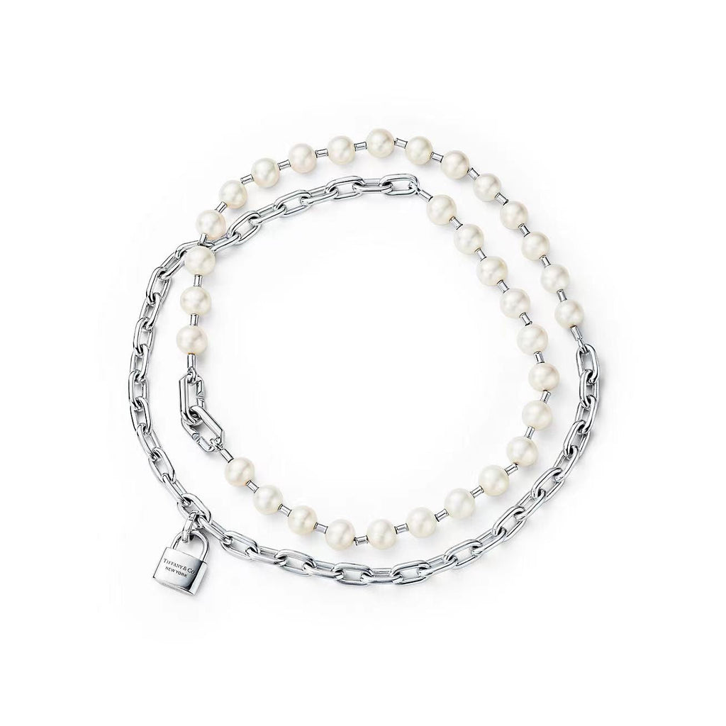 HARDWARE PEARL WRAP NECKLACE