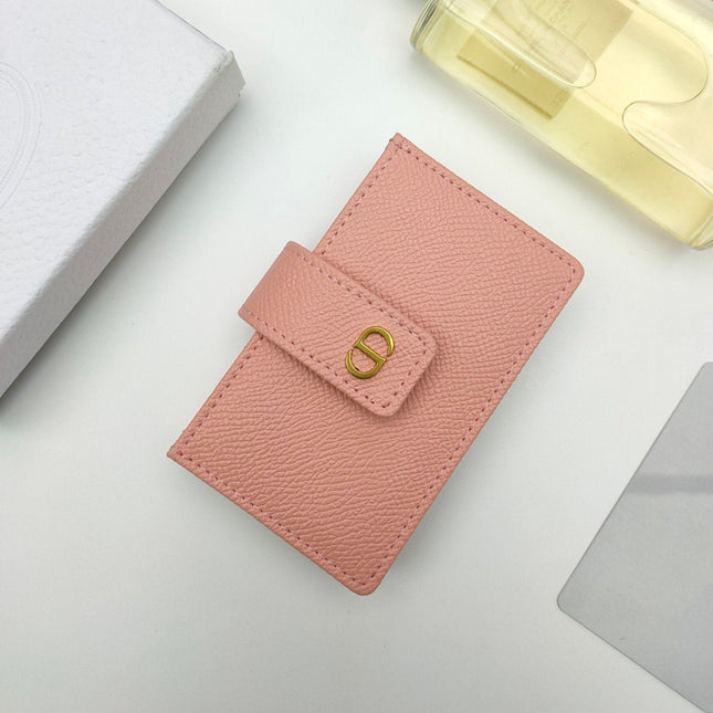 CARD HOLDER WALLET LADY GRAINED COWHIDE PINK