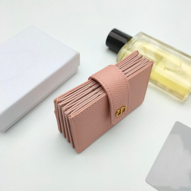CARD HOLDER WALLET LADY GRAINED COWHIDE PINK