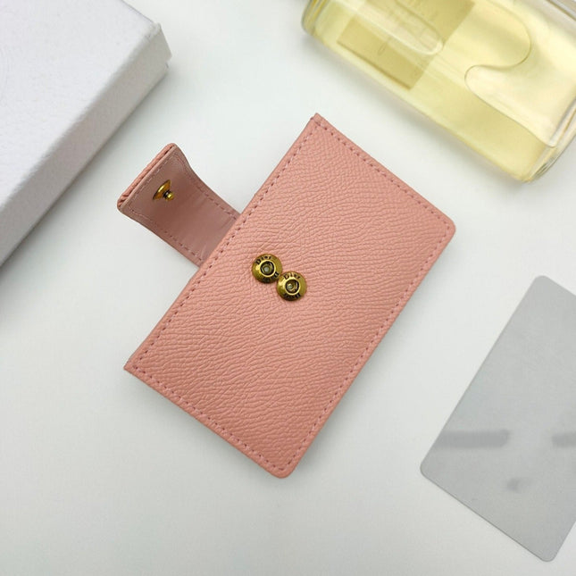 CARD HOLDER WALLET LADY GRAINED COWHIDE PINK