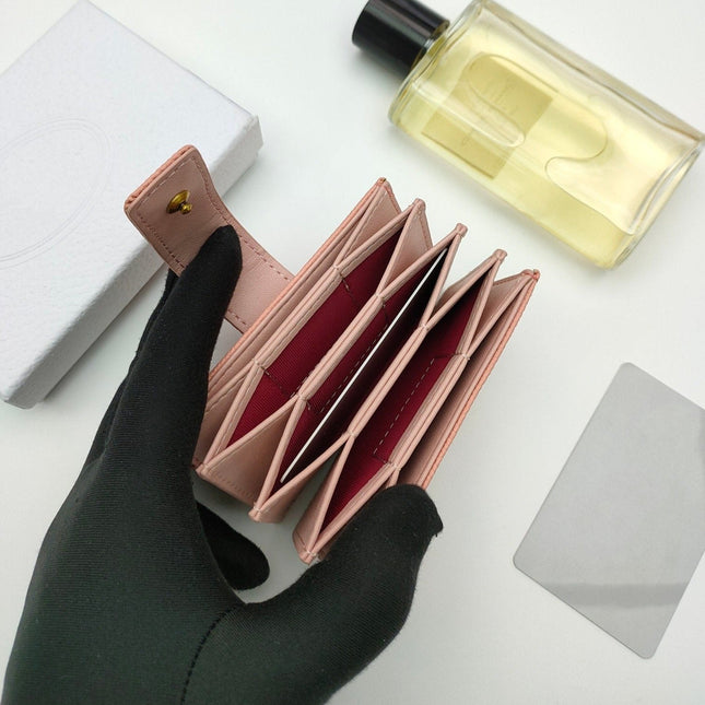 CARD HOLDER WALLET LADY GRAINED COWHIDE PINK