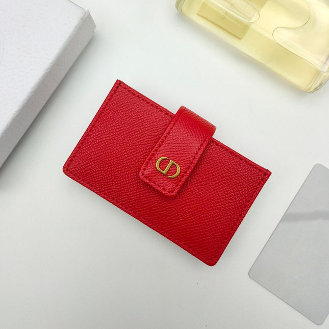 CARD HOLDER WALLET LADY GRAINED COWHIDE RED