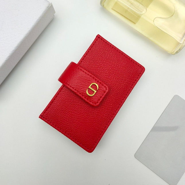 CARD HOLDER WALLET LADY GRAINED COWHIDE RED