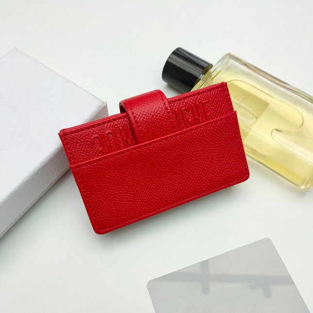 CARD HOLDER WALLET LADY GRAINED COWHIDE RED