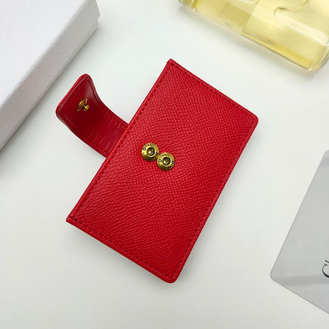 CARD HOLDER WALLET LADY GRAINED COWHIDE RED