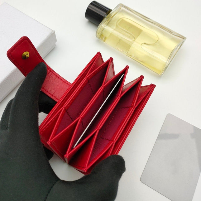 CARD HOLDER WALLET LADY GRAINED COWHIDE RED