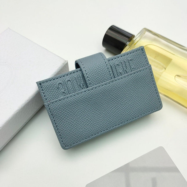 CARD HOLDER WALLET LADY GRAINED COWHIDE BLUE GRAY