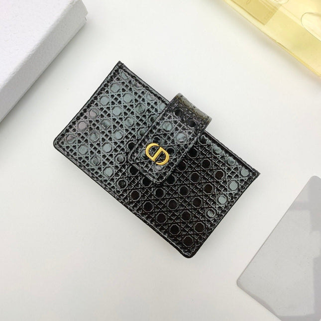 CARD HOLDER WALLET EMBOSSED COWHIDE BLACK