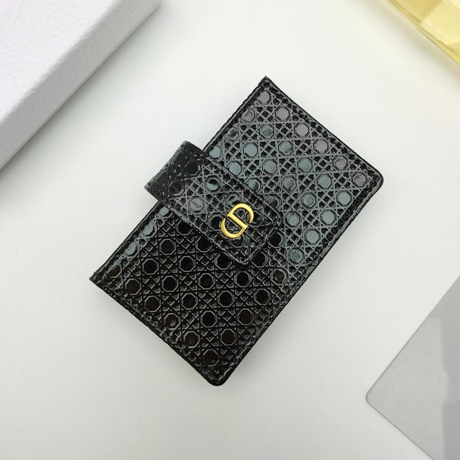 CARD HOLDER WALLET EMBOSSED COWHIDE BLACK