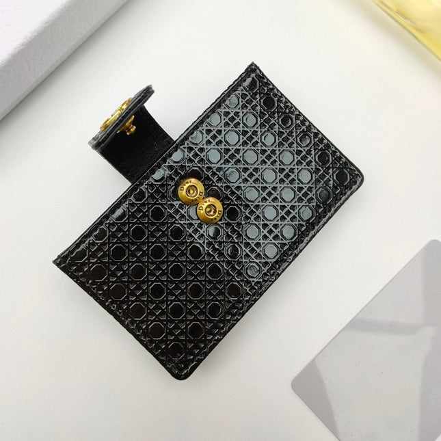 CARD HOLDER WALLET EMBOSSED COWHIDE BLACK