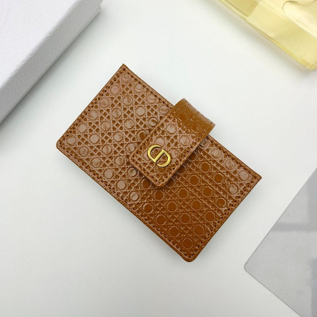 CARD HOLDER WALLET EMBOSSED COWHIDE PALE BROWN