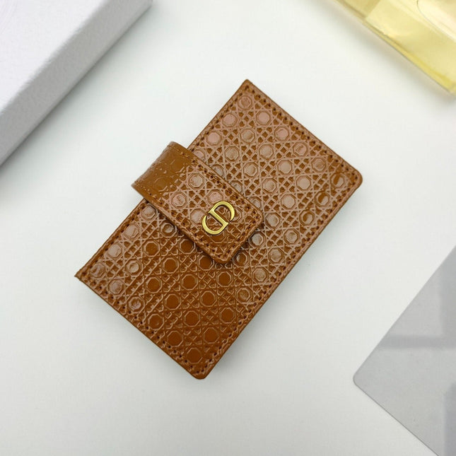 CARD HOLDER WALLET EMBOSSED COWHIDE PALE BROWN