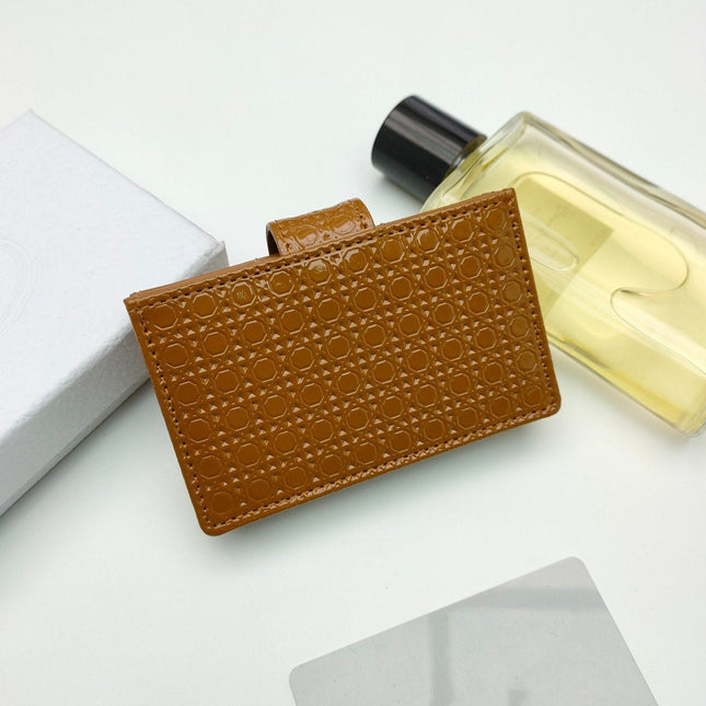 CARD HOLDER WALLET EMBOSSED COWHIDE PALE BROWN