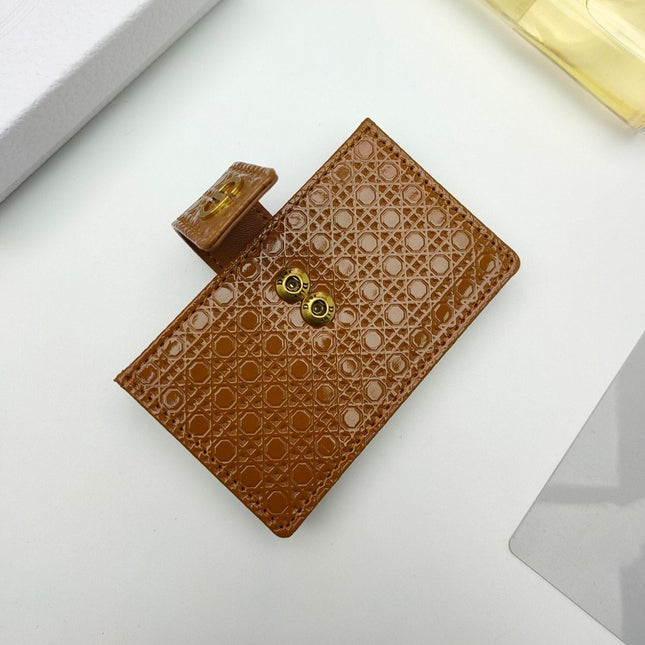 CARD HOLDER WALLET EMBOSSED COWHIDE PALE BROWN