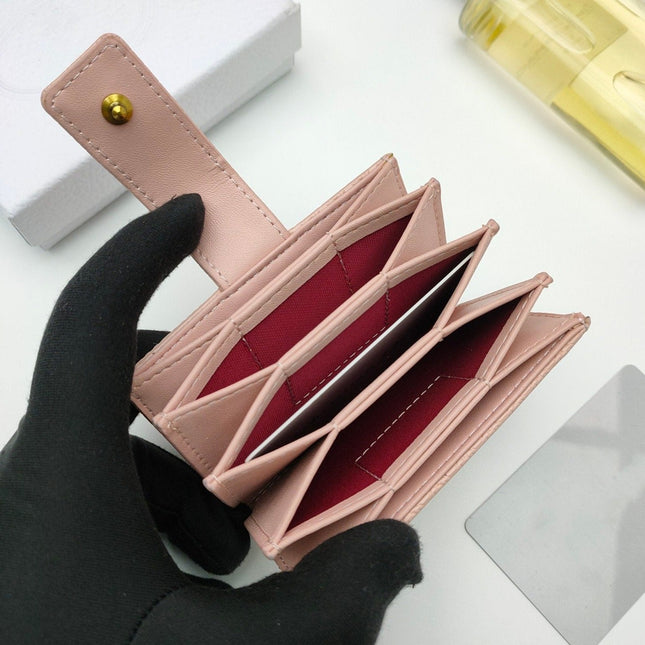 CARD HOLDER WALLET EMBOSSED COWHIDE LIGHT PINK