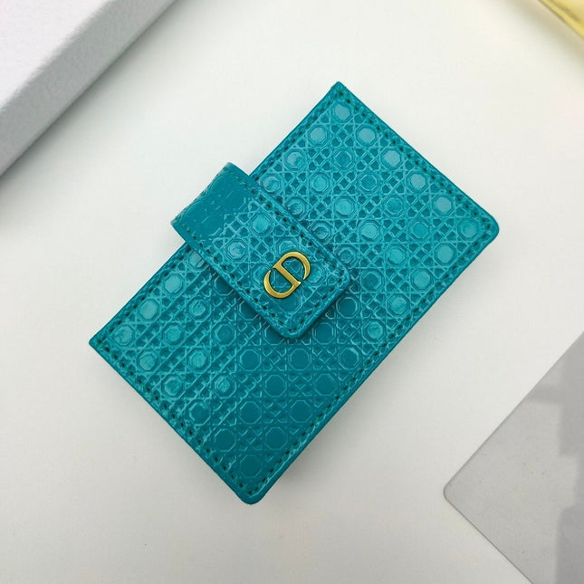 CARD HOLDER WALLET EMBOSSED COWHIDE DARK GREEN