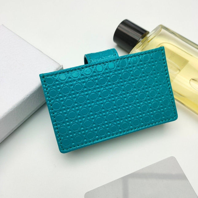 CARD HOLDER WALLET EMBOSSED COWHIDE DARK GREEN