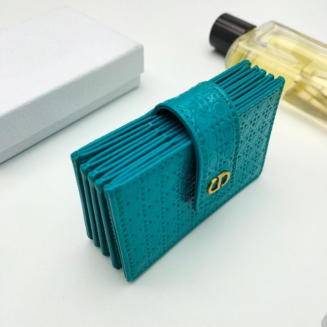 CARD HOLDER WALLET EMBOSSED COWHIDE DARK GREEN
