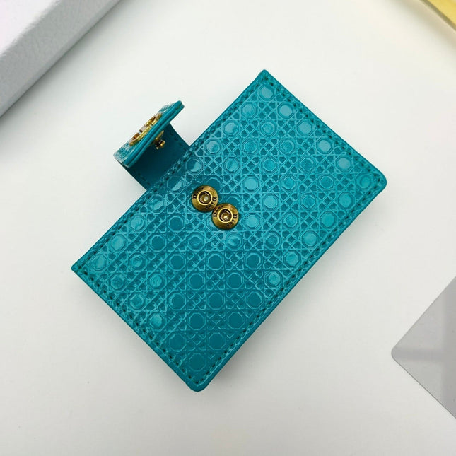 CARD HOLDER WALLET EMBOSSED COWHIDE DARK GREEN