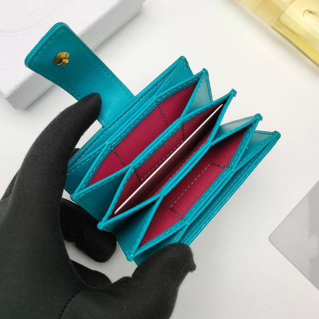 CARD HOLDER WALLET EMBOSSED COWHIDE DARK GREEN