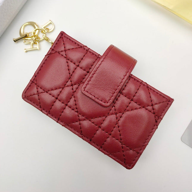 CARD HOLDER WALLET SHEEPSKIN DARK RED