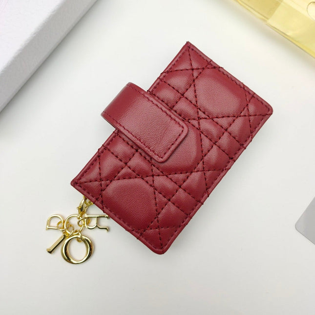 CARD HOLDER WALLET SHEEPSKIN DARK RED