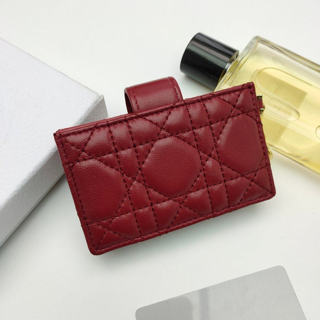 CARD HOLDER WALLET SHEEPSKIN DARK RED