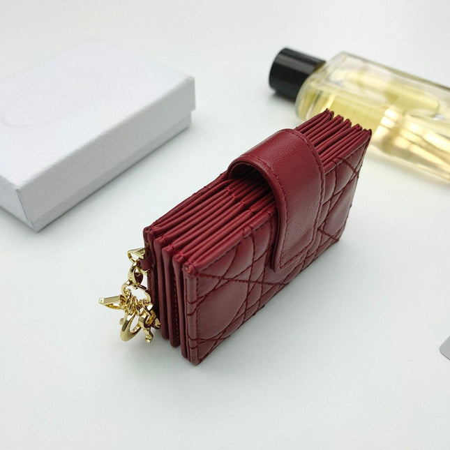 CARD HOLDER WALLET SHEEPSKIN DARK RED