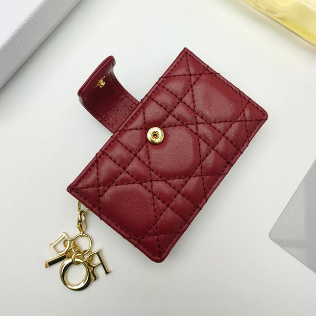 CARD HOLDER WALLET SHEEPSKIN DARK RED