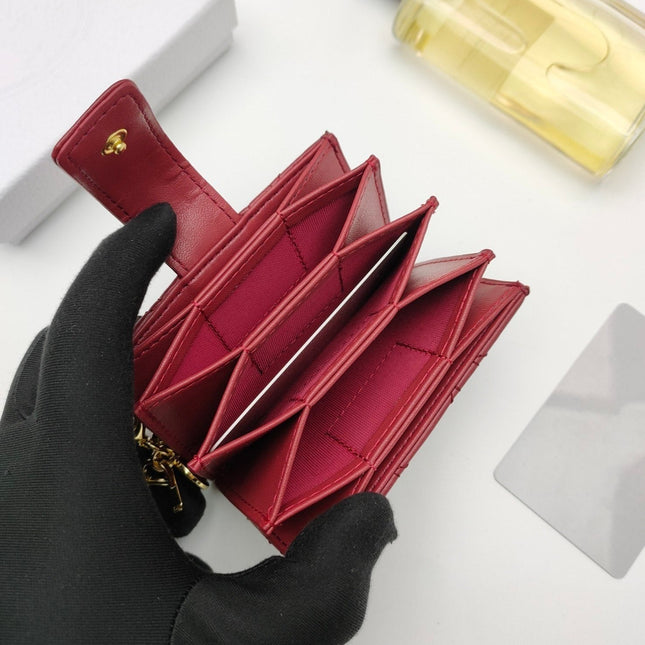 CARD HOLDER WALLET SHEEPSKIN DARK RED