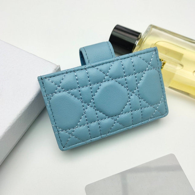 CARD HOLDER WALLET SHEEPSKIN LIGHT BLUE