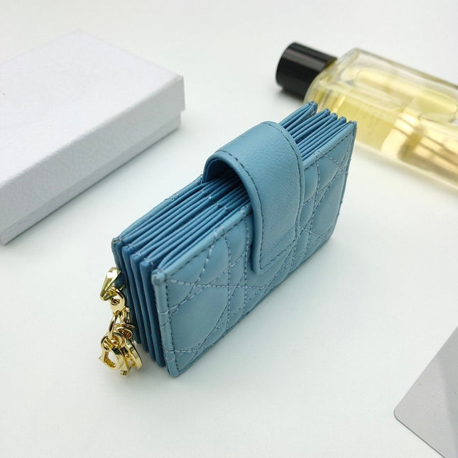 CARD HOLDER WALLET SHEEPSKIN LIGHT BLUE