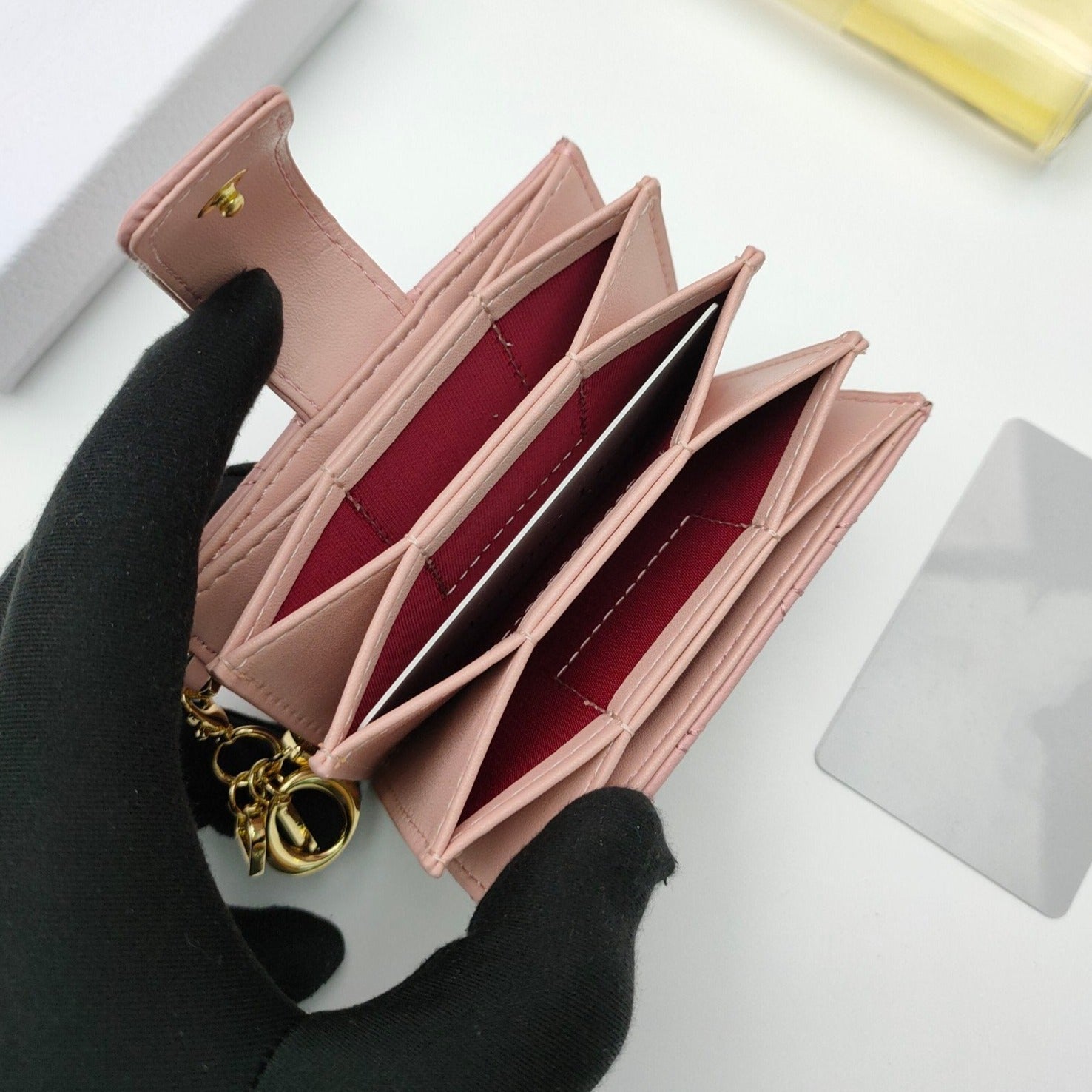 CARD HOLDER WALLET SHEEPSKIN PINK