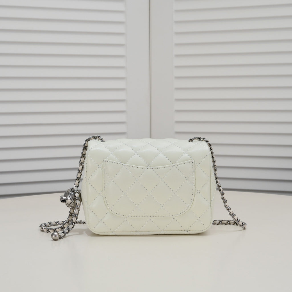 SMALL FLAP BAG 17CM 1786 WHITE SILVER