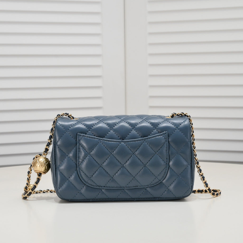 FLAP BAG 20CM 1787 SAPPHIRE BLUE GOLD