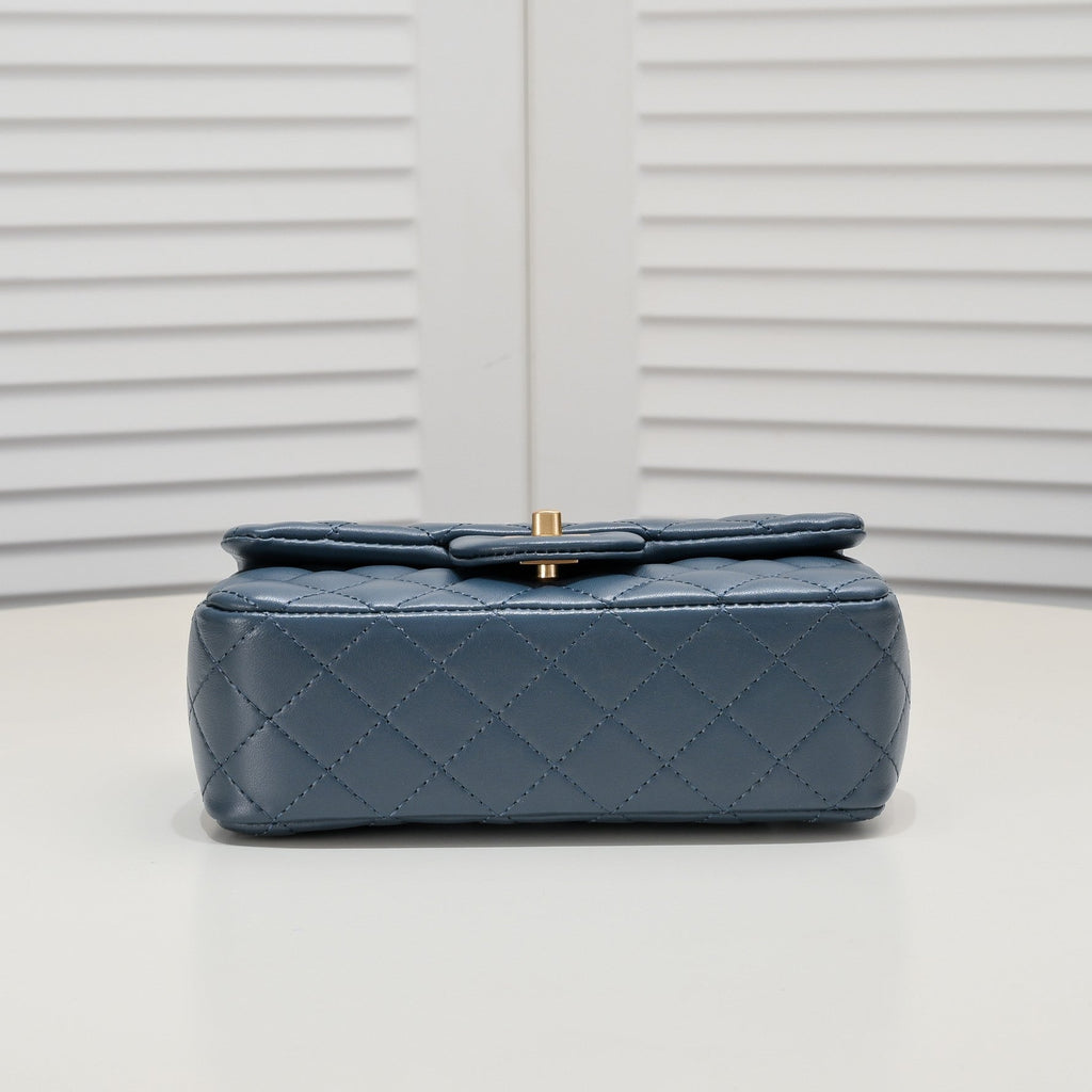 FLAP BAG 20CM 1787 SAPPHIRE BLUE GOLD