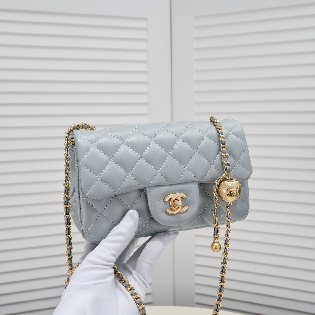 FLAP BAG 20CM 1787 GREY GOLD