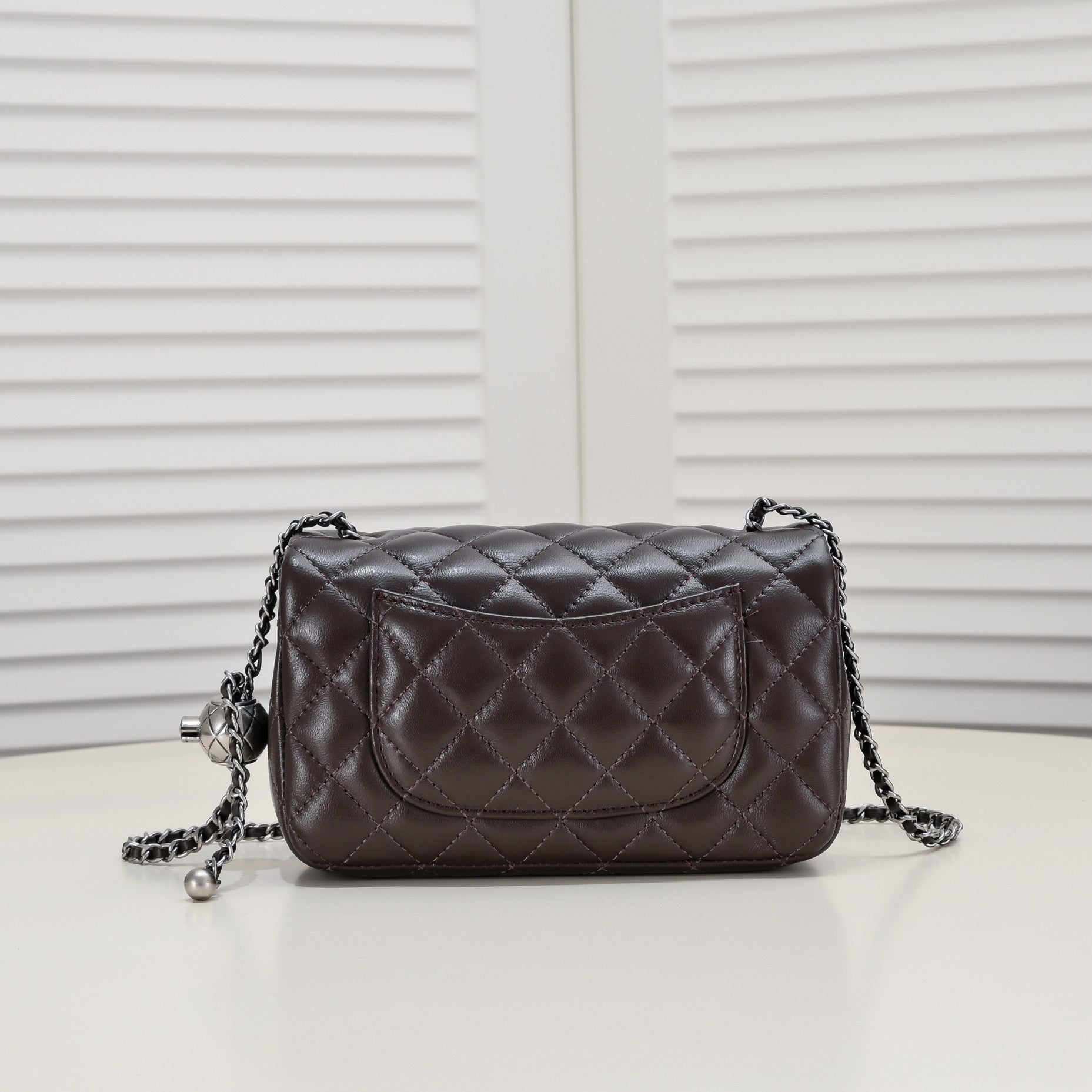 FLAP BAG 20CM 1787 BROWN SILVER