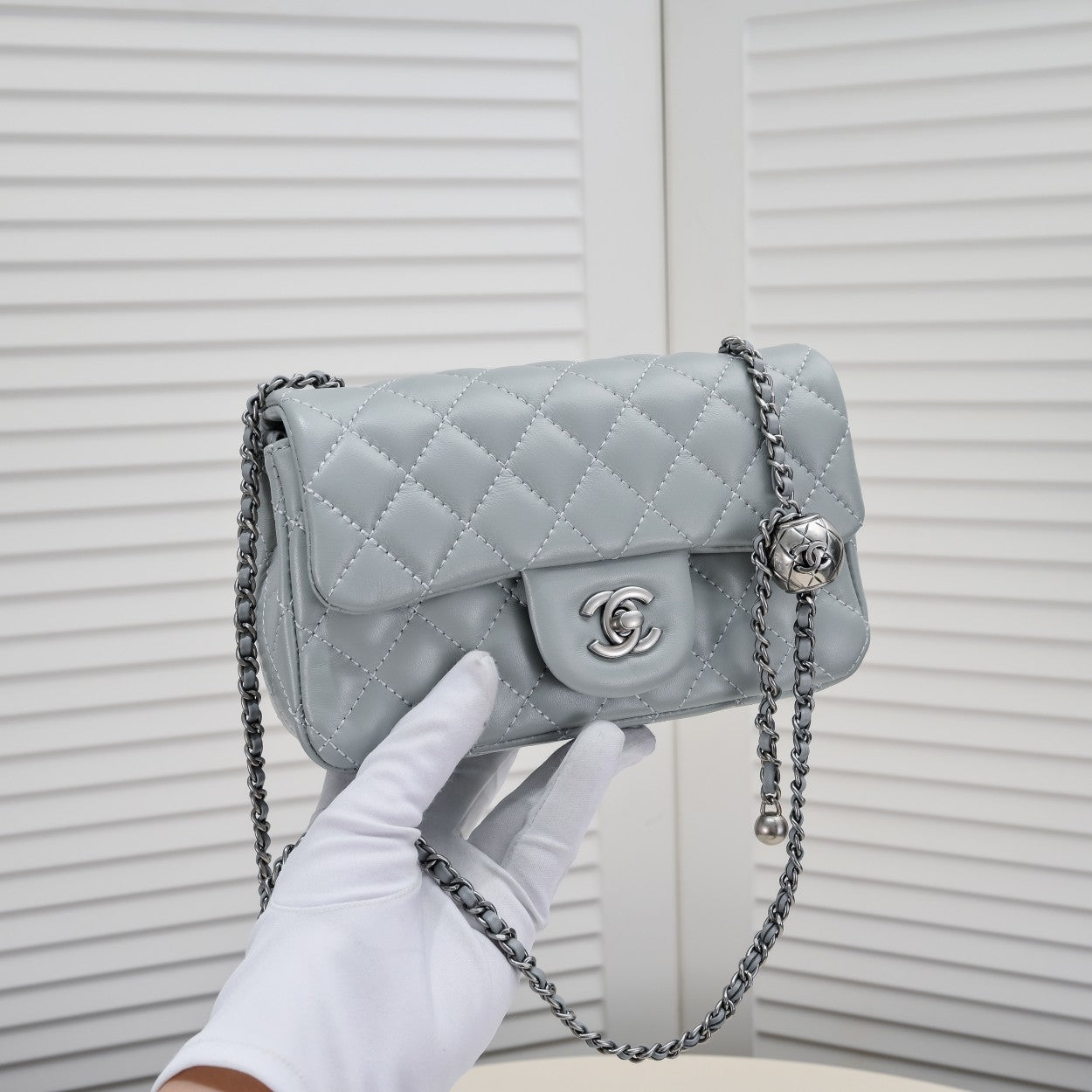 FLAP BAG 20CM 1787 GREY SILVER