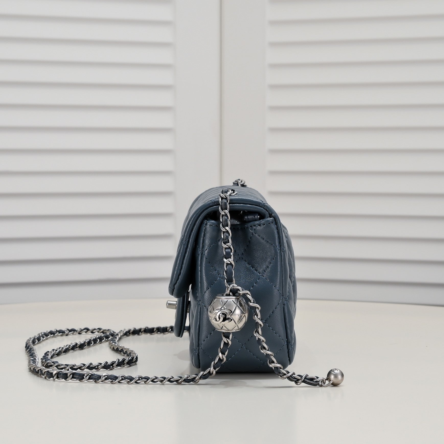 FLAP BAG 20CM 1787 SAPPHIRE BLUE SILVER