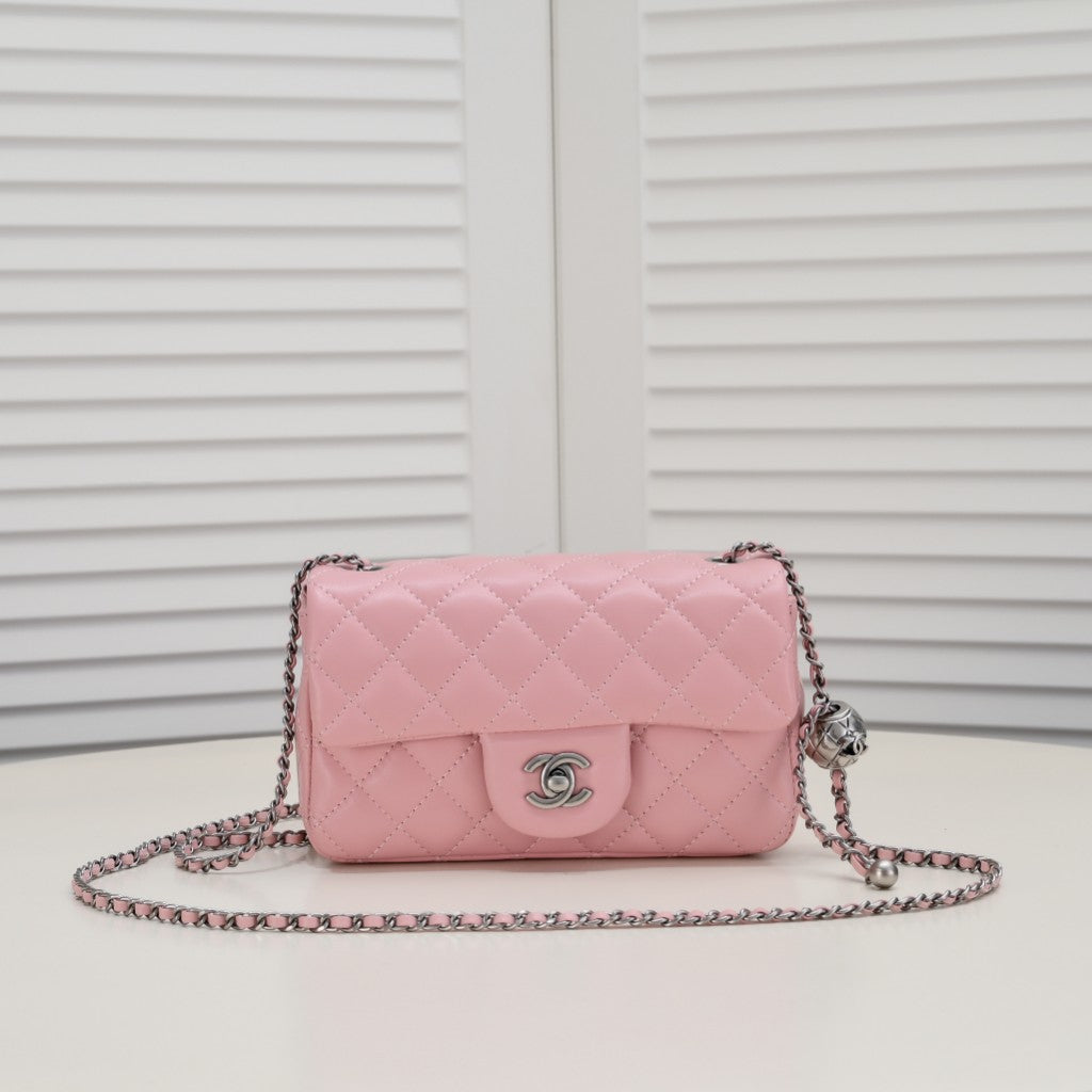 FLAP BAG 20CM 1787 PINK SILVER