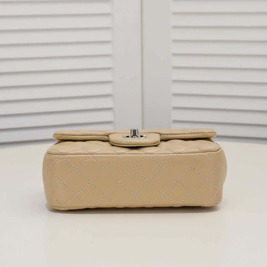 FLAP BAG 20CM 1787 PALE BROWN SILVER