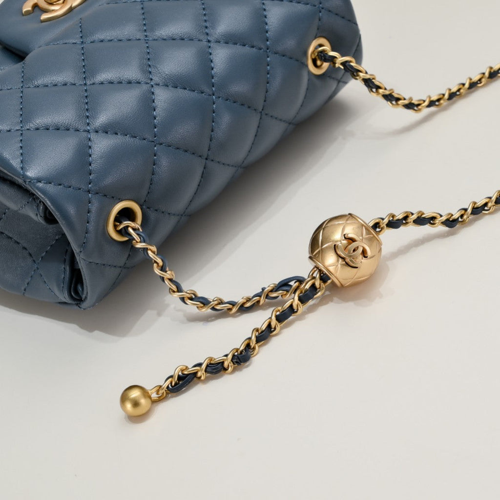 SMALL FLAP BAG 17CM 1786 SAPPHIRE BLUE GOLD